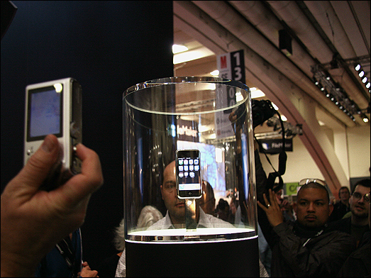 iPhone in glass case